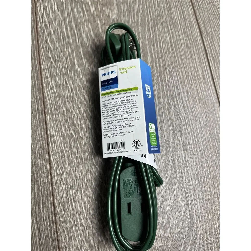 Philips 6' 3-Outlet‎ Polarized Extension Cord Indoor Green